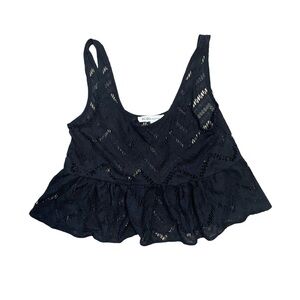 BCBGeneration Black Geometric Loose Fit Tank Peplum Coverup